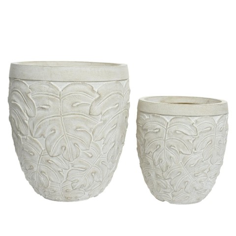 SET 2 VASI BEIGE DEC FOGLIE H4